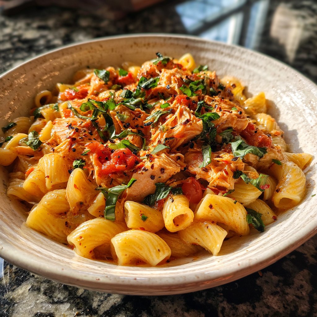 Pasta with Tomato-Basil Salmon