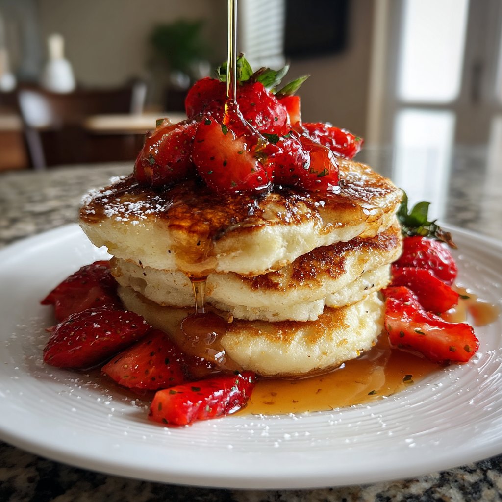 Ricotta Pancakes with Strawberries