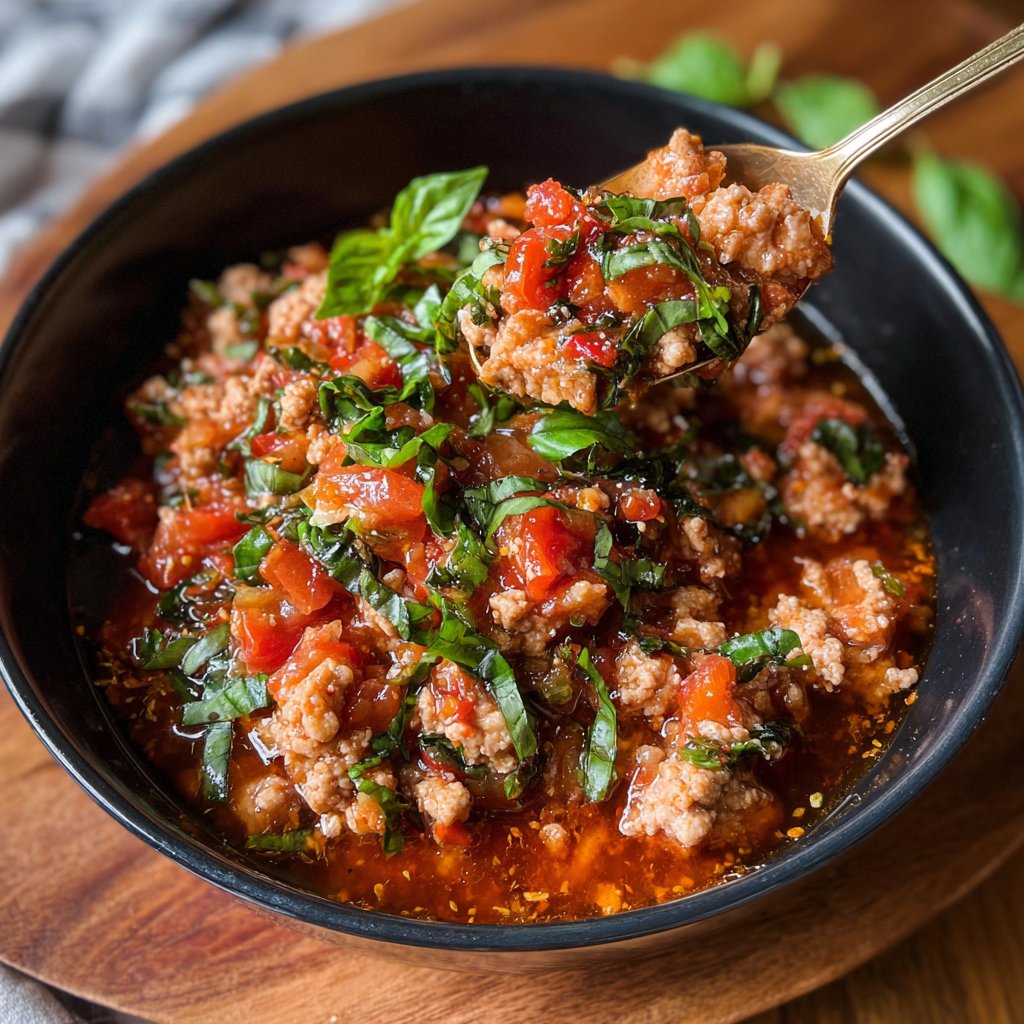 Zesty Tomato Basil Ground Turkey